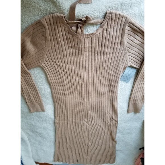 WAYF Dede X Emily BFF Camel Tan Ribbed  Long Sleeve Sweater Dress Womens Size XS - Picture 10 of 10